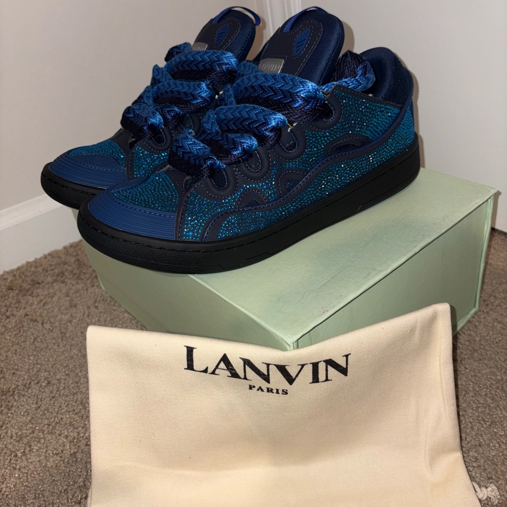 Lanvin Blue Sneakers Luxurious Low-Top Design